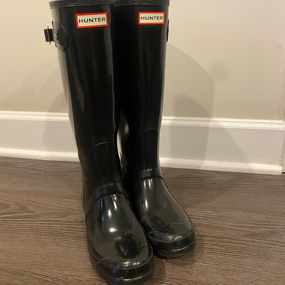 original tall gloss buckle strap rain boots - Picture 2 of 7